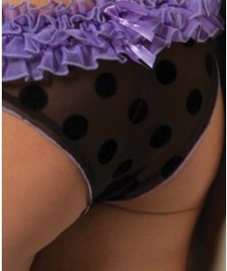 Purple Black Mesh Dots Ruffle Back Panty