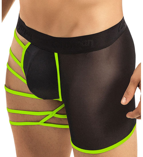 Men Sexy Neon Effect Straps Boxer Brief