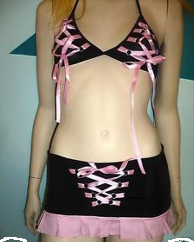 Pink Ribbon Bra and Skirt Set