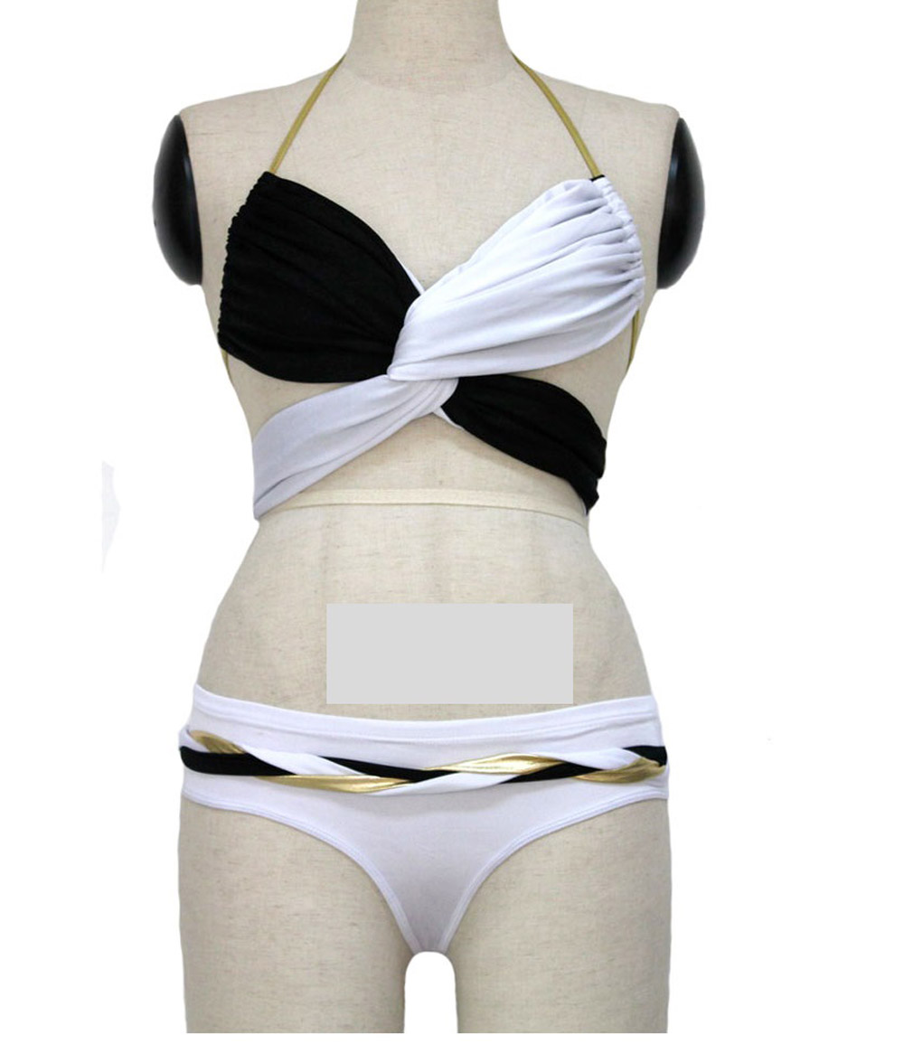 Black and White Wrap Bikini Set